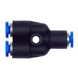 Y-stekkerverbinding RIEGLER Y-stekkerverbinding »blauwe serie« mini, voor buitenslang Ø 3 mm, werkdruk max. 10 bar, kunststof/messing vernikkeld