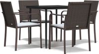 vidaXL 5-delige tuinset met kussens, poly rotan en staal, bruin