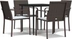 vidaXL 5-delige tuinset met kussens, poly rotan en staal, bruin