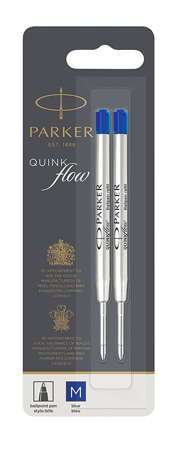 Parker 1950373 Penvullingen - Blauw, Zilver - 2 stuks