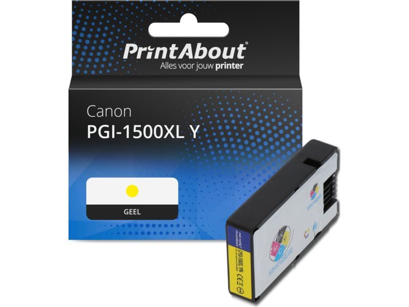 PrintAbout Inktcartridge PGI-1500XL Y Geel Hoge capaciteit geschikt voor Canon
