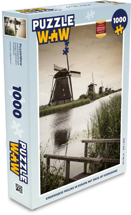 MuchoWow Puzzel Molen - Brug - Nederland - Legpuzzel - Puzzel 1000 stukjes volwassenen - Sinterklaas cadeautjes - Sinterklaas voor grote kinderen