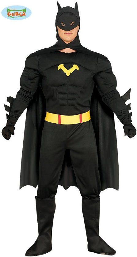 Guirca Batman & Robin Kostuum Zwart Batman Gotham Kostuum Maat 54-56 Carnaval kostuum Verkleedkleding