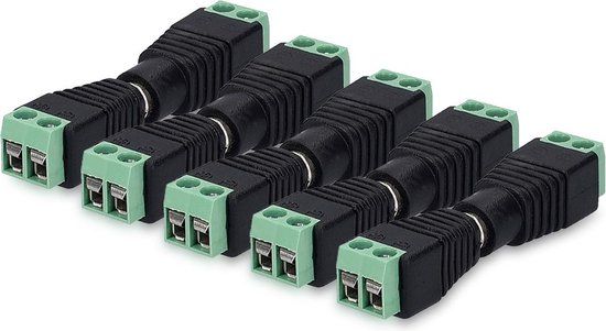 kwmobile RCA-stekker adapterset - 5x RCA naar 2-pins klemmenblok - Zwart