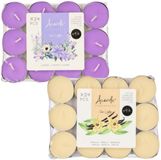 Atmosphera Acorde theelichtjes - 48 stuks - 24x lavendel - 24x vanille - geurkaarsen