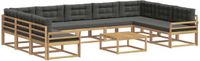 vidaXL Hoek loungeset 9 zitplaatsen Acacia hout Wit en antracietkleurig