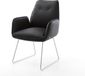 DELIFE Fauteuil Zoa-Flex piètement luge acier inoxydable cuir véritable noir noyau à ressorts ensachés