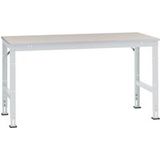 Manuflex AU4127.7035 Werk achtergrond tafel universele standaard met kunststof plaat, bxdxh = 2000x1000x760-870 mm Grijs-wit (RAL 7035)