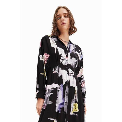Desigual blouse dress with all-over print black/white