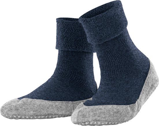 FALKE Cosyshoe Noppen op de zool wol huissokken dames blauw - maat 39-40