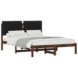 vidaXL Bedframe met gestoffeerd hoofdbord Donkerbruin en Zwart