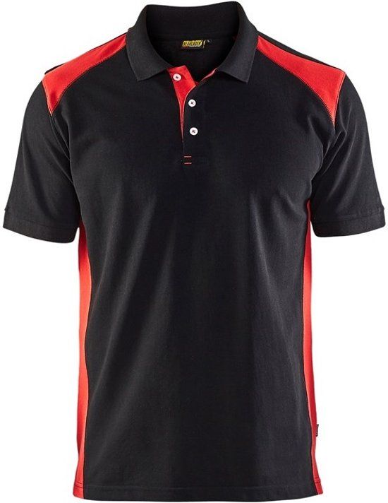 Blåkläder Polo Piqué - Zwart/Rood - 7330509396599