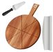 Omgoods - Pelle à pizza en bois d'acacia avec couteau intégré - 30 cm