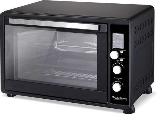 TurboTronic TT-DEV45 - RVS Digitale Elektrische Oven - 45 liter - 2000W - Zwart