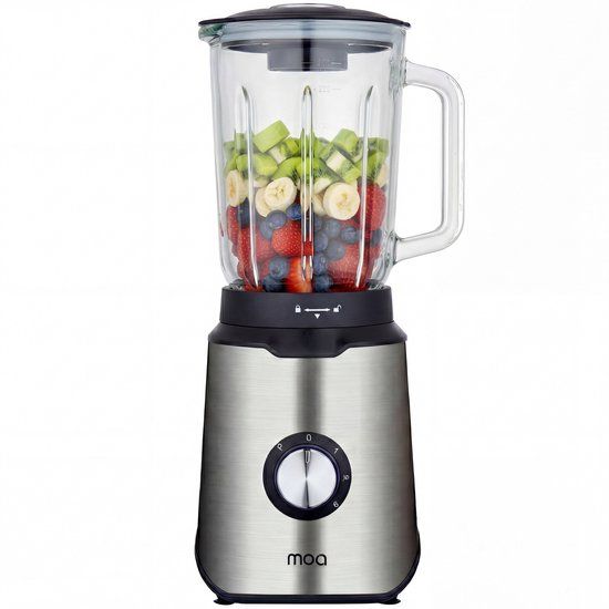 MOA Blender - Smoothie Maker - 1.5L Glazen Kan - 1020W - RVS - Zilver