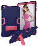 Samsung Tabs6 Lite 10.4 (2020) (SH-P610/P615)/Tab S6 Lite 10.4 P613/P619 2022 hoes met kickstand, duurzame harde harde hybride drielaagse beschermhoes (marineblauw + rood