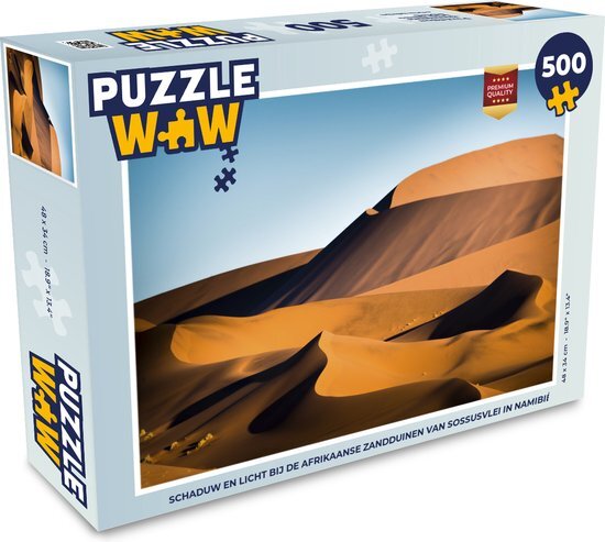 MuchoWow Puzzel Schaduw en licht bij de Afrikaanse zandduinen van Sossusvlei in Namibië - Legpuzzel - Puzzel 500 stukjes