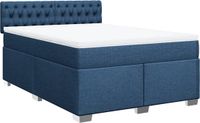 vidaXL Boxspring met matras stof blauw 140x190 cm