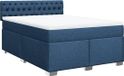 vidaXL Boxspring met matras stof blauw 140x190 cm