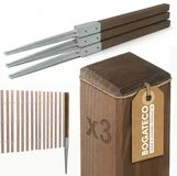 BOGATECO Geïmpregneerde Houten Tuinpalen 100x5x5 cm - Set van 3 Stuks - Vierkante Schuttingpalen voor Tuin & Omheining - Donkerbruin