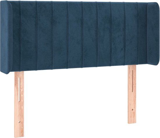 vidaXL Hoofdbord met randen fluweel donkerblauw 93x16x78/88 cm