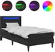 vidaXL Bedframe met LED-stripverlichting Zwart 90 x 200 cm Kunstleer