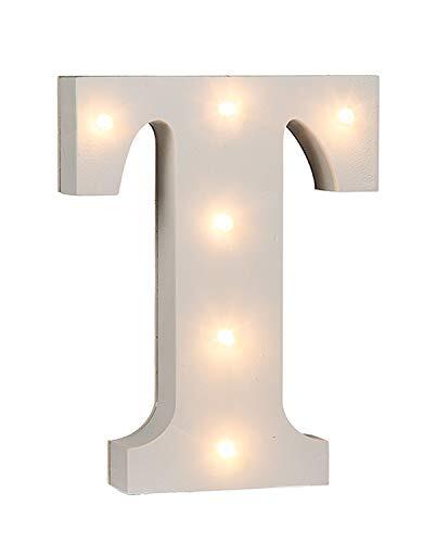 Out of the Blue 57/6093 - houten letter "T" verlicht met 6 LED-lampen, werkt op batterijen, ca. 16 cm