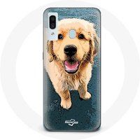 Maniacase Hoesje voor Samsung Galaxy A20 Golden retriever Puppy
