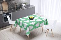 Bonamaison Tafelkleed, Anti-Mold, Sneldrogend, Waterdicht, 100% Polyester Tafellaken, Petroleum Groen, Wit, 140 x 140 Cm