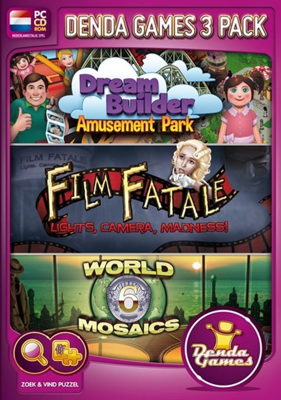 Denda Games 3 Pack: Amusement Park + Film Fatale: Lights Camera Madness + World Mosaics 6 - Windows