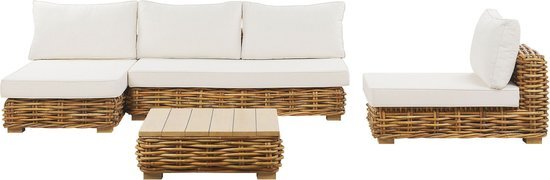 Beliani VARALLO - Tuinset voor 5 - Beige - Rotan