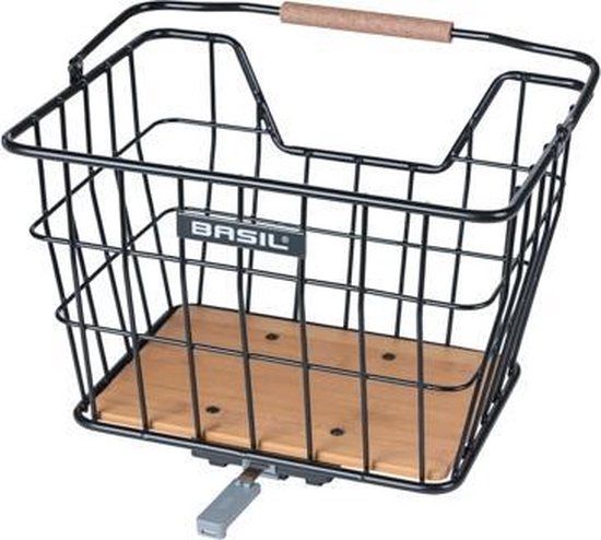 Basil Nordland Front Bicycle Basket - Black/Brown - 23L - Steel - Detachable