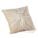 Mopec A89 Kussenringen, jute met Doilies Broche kralen, 20 x 20 cm, textiel, veelkleurig