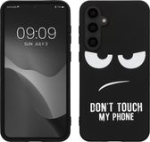kwmobile telefoonhoesje geschikt voor Samsung Galaxy S23 FE - Hoesje voor smartphone in wit / zwart - Backcover van TPU - Don't Touch My Phone design