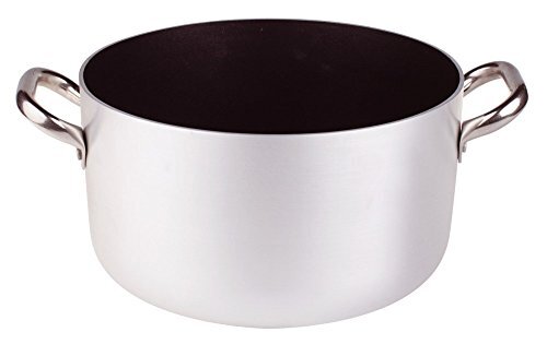 Pentole Agnelli Platinum stoofpan van aluminium, met 2 handgrepen van roestvrij staal 45 cm zilver/zwart