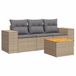 vidaXL 4-delige Loungeset met kussens, polyrattan, beige
