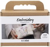 Creativ Company CC Mini Craft Kit Embroidery, Make-up bag, cream, 1 pack
