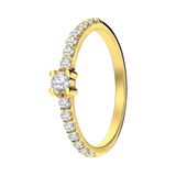 Lucardi Dames Zilveren goldplated ring met zirkonia stenen - Ring - 925 Zilver - Goudkleurig - 16 / 50 mm