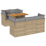vidaXL Loungeset met kussens, polyrotan, beige