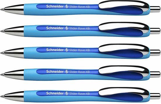 Schneider Slider Rave XB Balpen - 1.4mm - Blauw - 5 stuks