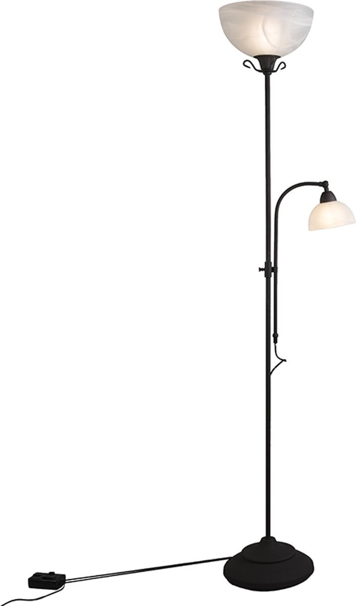 QAZQA Vloerlamp Dallas 2 Vloerlamp met leeslamp 1 lichts H 1850 mm roestbruin