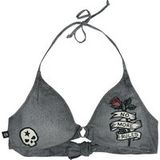 Rock Rebel by EMP - Rock Bikini Top - Bikinitop met old school opdruk - S tot XXL - voor Vrouwen - donkergrijs-zwart