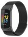 Wigento Fitbit Metalen stalen mesh polsband met magnetische sluiting, zwart