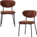 WOOOD Kjeld Eetkamerstoelen - Chenille Stof - Bruin - Set van 2