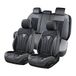 FLORICH Lederen stoelhoezen, volledige set, autostoelbeschermers, 5 stoelen, autostoelhoezen, geschikt voor de meeste auto's, vrachtwagens, SUV-grijs, zwart