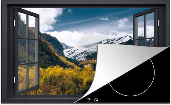 KitchenYeah® Inductie beschermer 81x52 cm - Doorkijk - Natuur - Sneeuw - Inductie kookplaat accessoire