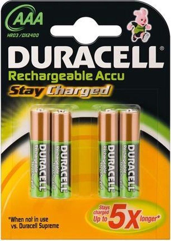 Duracell Stay Charged AAA NiMH 900mAh Rechargeable Batteries - 4 Pack