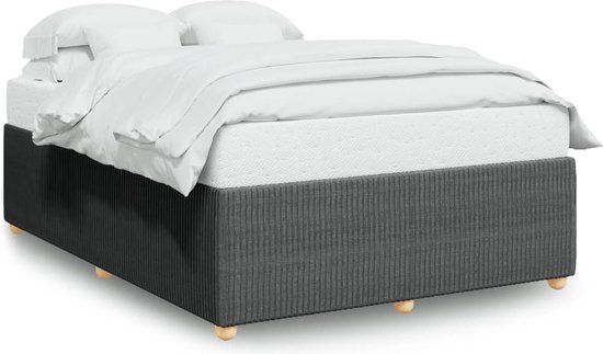vidaXL Bedframe Stof Donkergrijs 140x190 cm