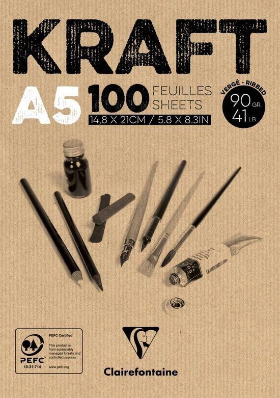Clairefontaine Bruin kraftpapier 100 vel A5 90 grams