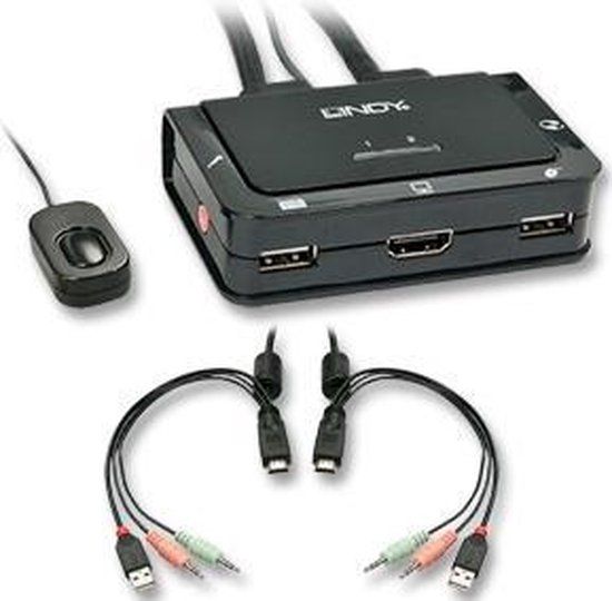 Lindy HDMI KVM Switch Compact USB 2.0 Audio 2 Port - 42340